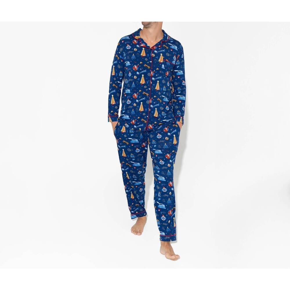 NEW BELLABU BEAR men's the polar express bamboo pajama set in blue